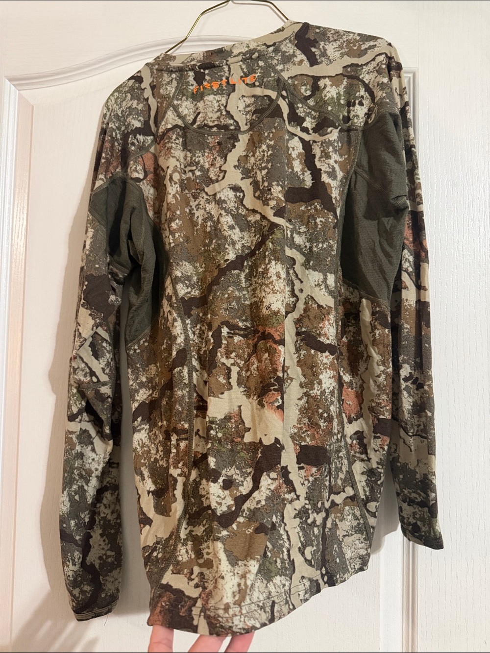First Lite Men's Camo Long Sleeve Performance Top - Olive, Brown, Tan - Picture 5 of 7
